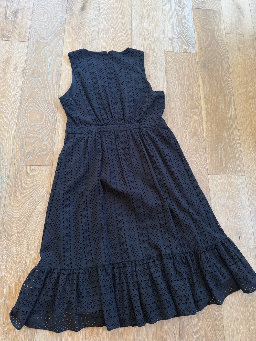 J. Crew Black Eyelet Midi Dress Size 14 - Picture 8 of 8